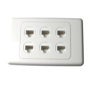 6 Gang Clipsal Compatible Wall Plate with Cat5E RJ45 Data Network LAN Jack