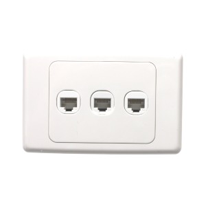 3 Gang Clipsal Compatible Wall Plate with Cat5E RJ45 Data Network LAN Jack